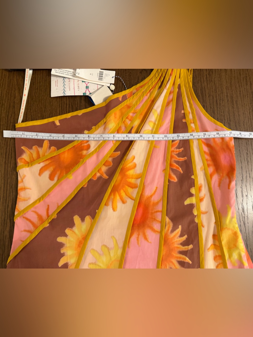 NWT FARM Rio x Anthropologie One Shoulder Seamed A-Line Sunburst Dress - Picture 10 of 12